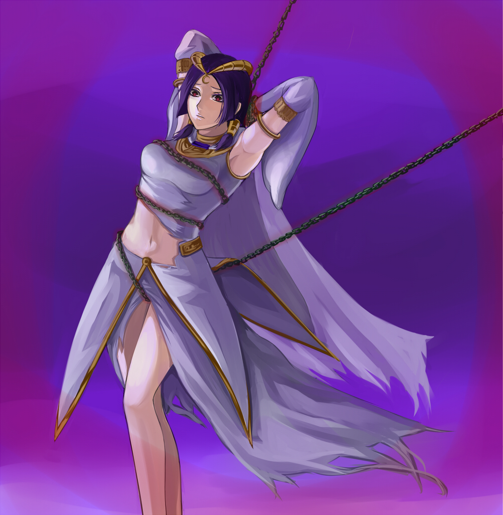 black_hair, bound, chain, duel_monster, fiendish_chain, jewelry, lightsworn, long_hair, lyla_lightsworn_sorceress, sukumo_(kemutai), tied_up, torn_clothes, yu-gi-oh!, yuu-gi-ou, yu-gi-oh!_duel_monsters