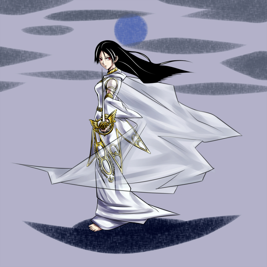 black_hair, duel_monster, highres, jewelry, lightsworn, long_hair, lyla_lightsworn_sorceress, red_eyes