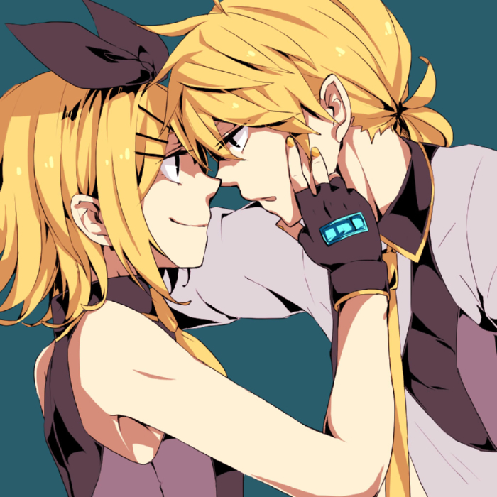 1boy, 1girl, armpits, bad_id, bad_pixiv_id, blonde_hair, brother_and_sister, couple, grabbing_another's_chin, hand_on_another's_chin, incest, kabedon, kagamine_len, kagamine_len_(blue_moon), kagamine_rin, kagamine_rin_(black_star), kodoku_no_hate_(vocaloid), kuronyanko, ponytail, project_diva_(series), project_diva_extend, short_hair, short_ponytail, siblings, tagme, twins, vocaloid