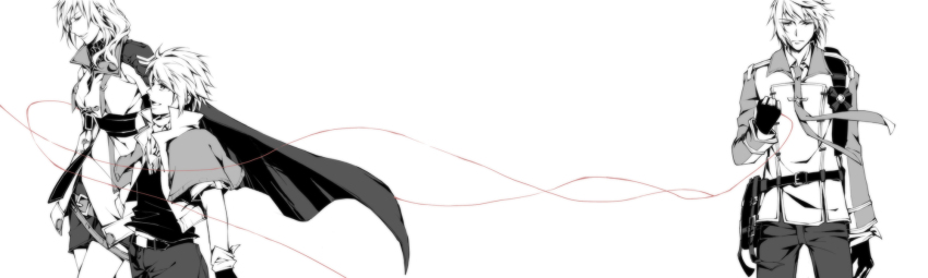 10s, 1boy, 1girl, age_comparison, belt, closed_eyes, final_fantasy, final_fantasy_xiii, final_fantasy_xiii-2, fingerless_gloves, gamiyahikari, gloves, highres, hope, hope_estheim, lightning_farron, long_hair, long_image, long_sleeves, monochrome, multiple_persona, necktie, open_mouth, short_hair, simple_background, smile, spot_color, string, string_of_fate, vest, white_background, wide_image