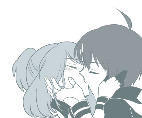 1boy, 1girl, aqua_theme, bad_id, bad_pixiv_id, blue_theme, blush, brendan_(pokemon)