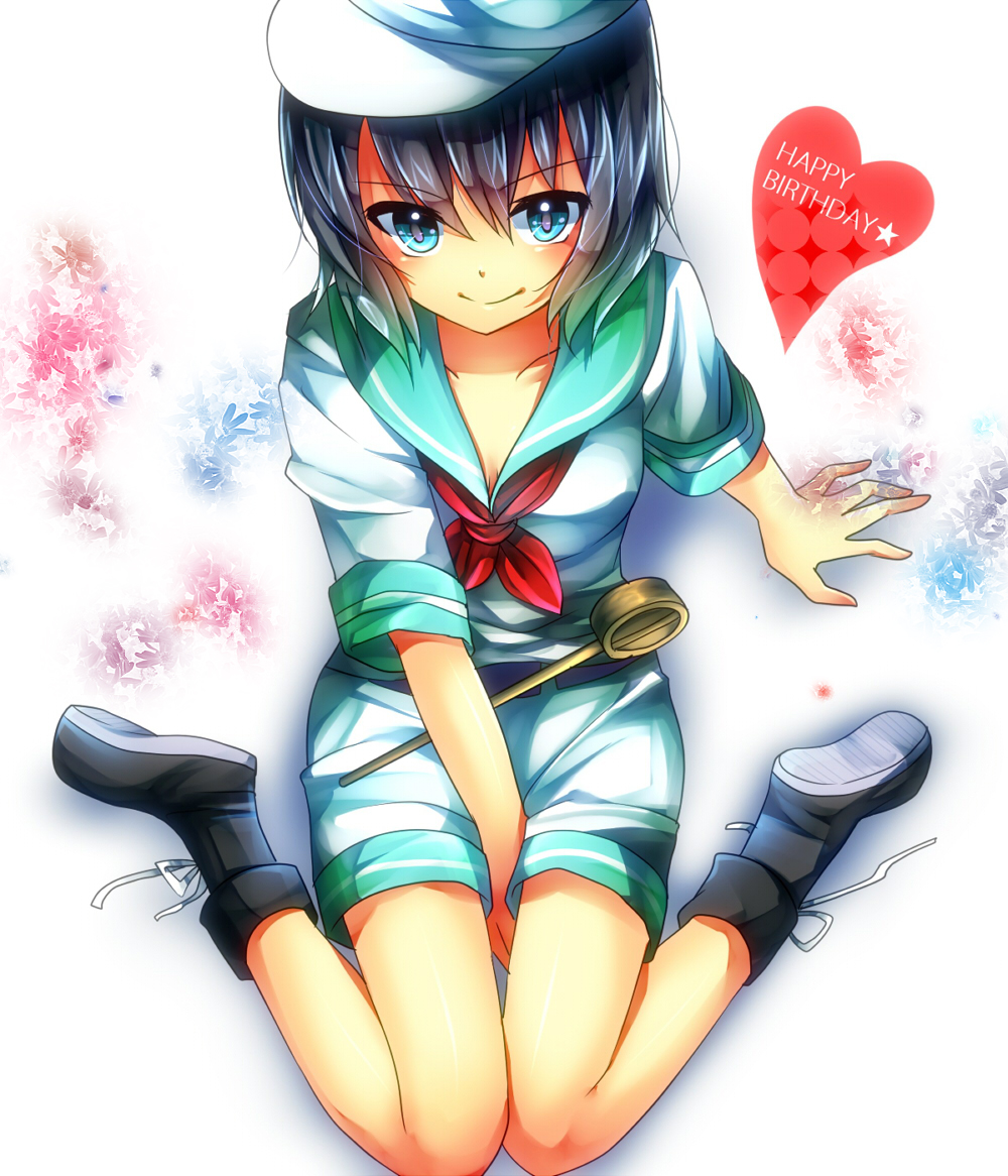 1girl, bad_id, bad_pixiv_id, black_hair, blue_eyes, daradara1999, female_focus, happy_birthday