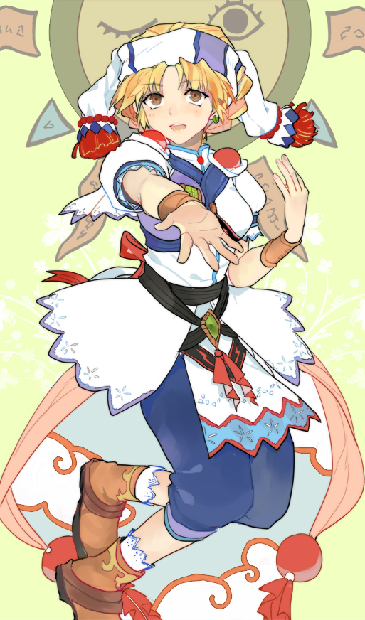 1girl, bad_id, bad_pixiv_id, blonde_hair, braid, brown_eyes, brown_wrist_cuffs, elena_(grandia)