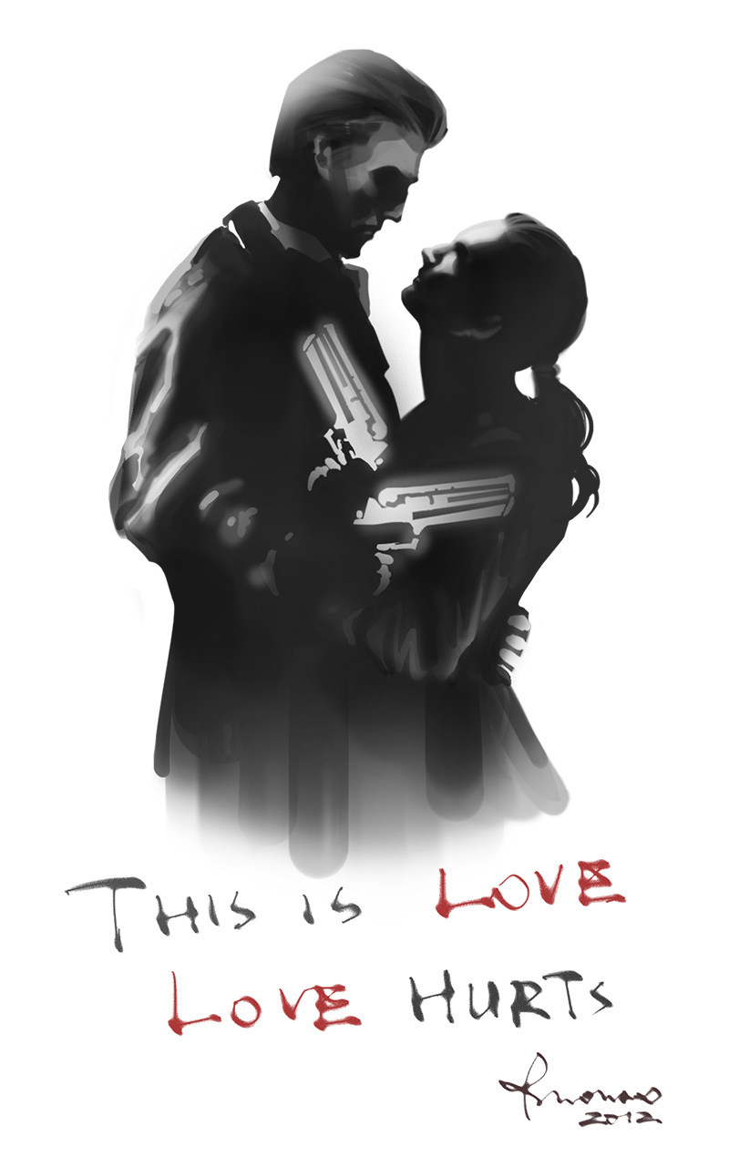 1boy, 1girl, dated, face-to-face, highres, max_payne_(character), max_payne_(series), max_payne_2