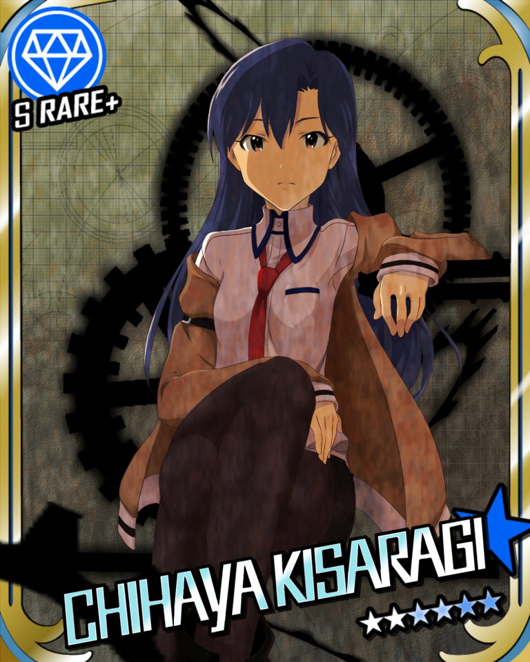 1girl, 5pb., bandai_namco, black_pantyhose, blue_hair, brown_eyes, brown_hair, card_(medium)