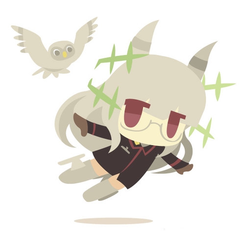 bird, chibi, flying, glasses, gloves, heidimarie_w._schnaufer, hirschgeweih_antennas, kamereon_three