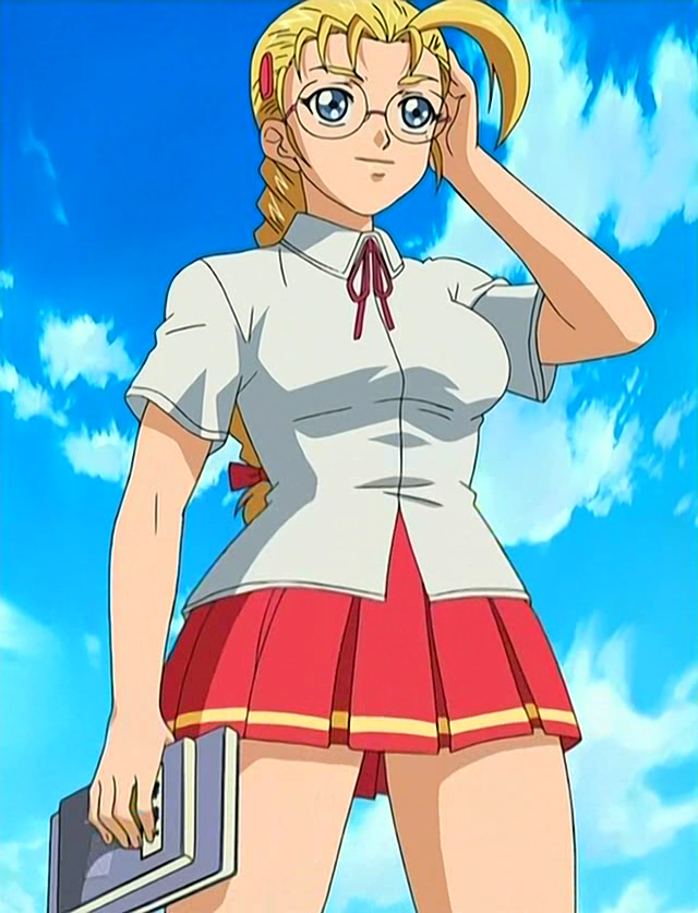 10s, 1girl, ahoge, anime_screenshot, arm_at_side, blonde_hair, blue_eyes, blue_sky