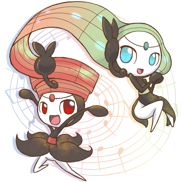 1girl, alternate_form, blue_eyes, gen_5_pokemon, gradient_hair, green_hair, legendary_pokemon, meloetta