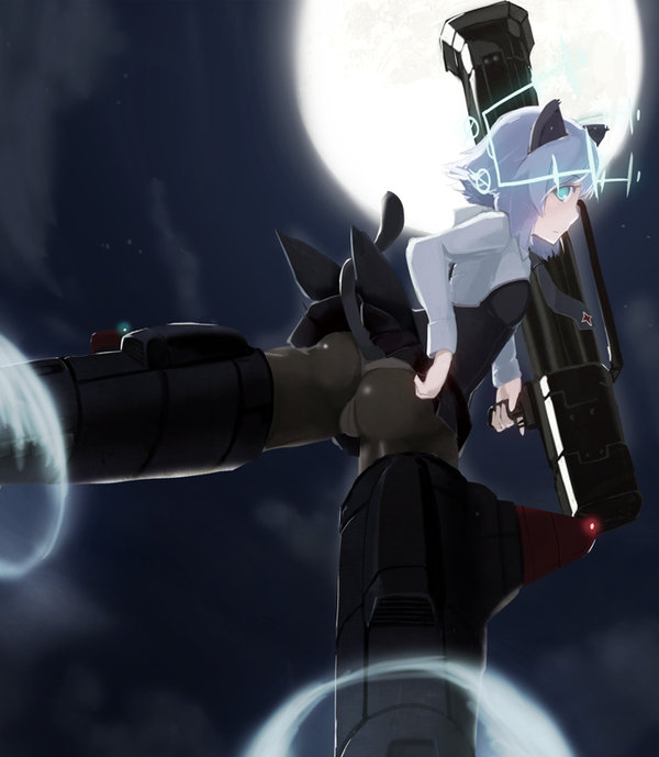 1girl, animal_ears, black_pantyhose, cat_ears, cat_tail, fliegerhammer, flying, full_moon