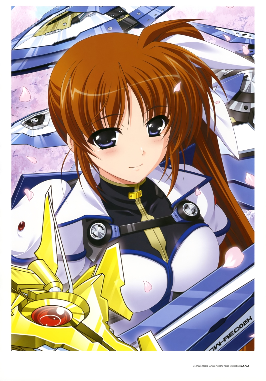 00s, 1girl, absurdres, blue_eyes, brown_hair, female_focus, fortress_(nanoha), higa_yukari