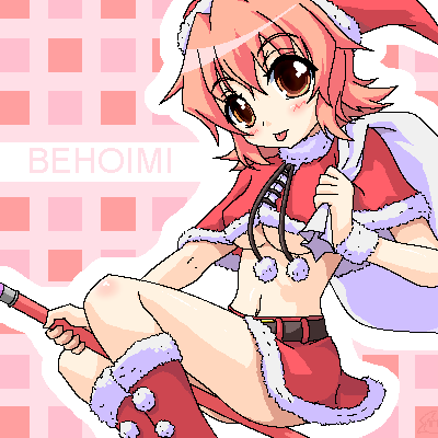 00s, 1girl, behoimi, breasts, christmas, female_focus, flapper_shirt, laced_up_shirt