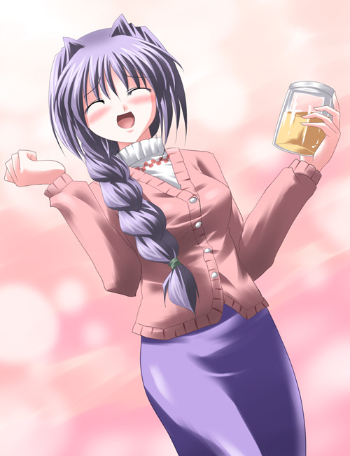 1girl, akiko_jam, braid, closed_eyes, female_focus, hair_intakes, jam, kanon