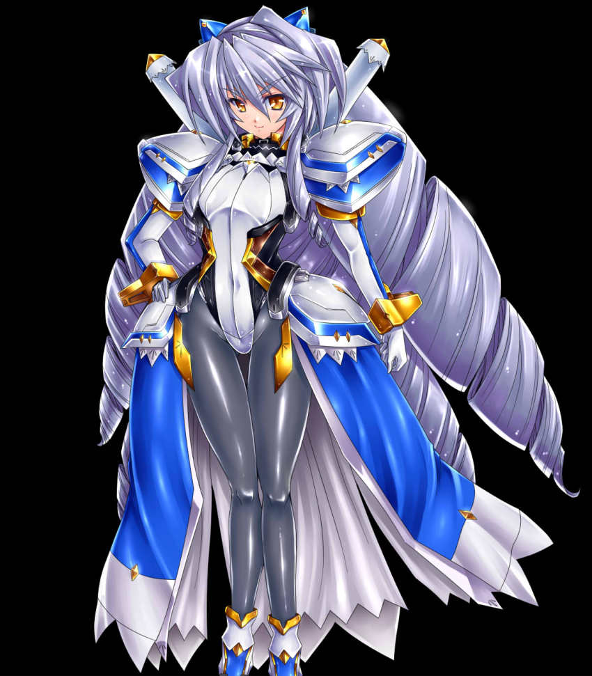 1girl, black_legwear, bodysuit, drill_hair, female_focus, gao_(naodayo), hair_ornament, highres