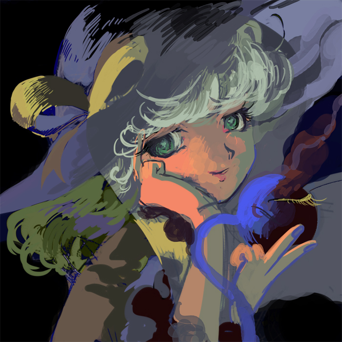 1girl, bad_id, bad_pixiv_id, female_focus, green_eyes, hat, komeiji_koishi, okomeuma