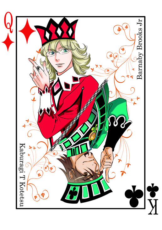 10s, 2boys, barnaby_brooks_jr., blonde_hair, brown_eyes, brown_hair, card, clubs