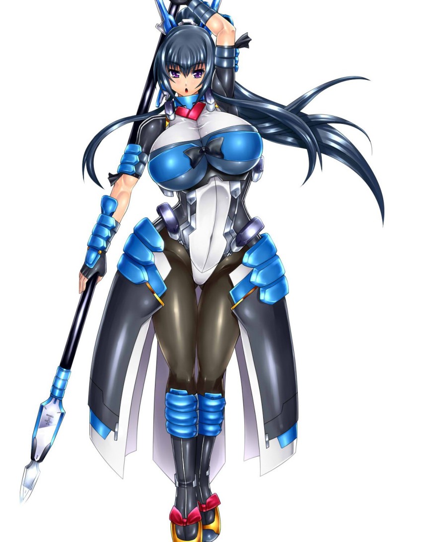 1girl, armor, black_hair, black_legwear, bodysuit, breasts, female_focus, gao_(naodayo)