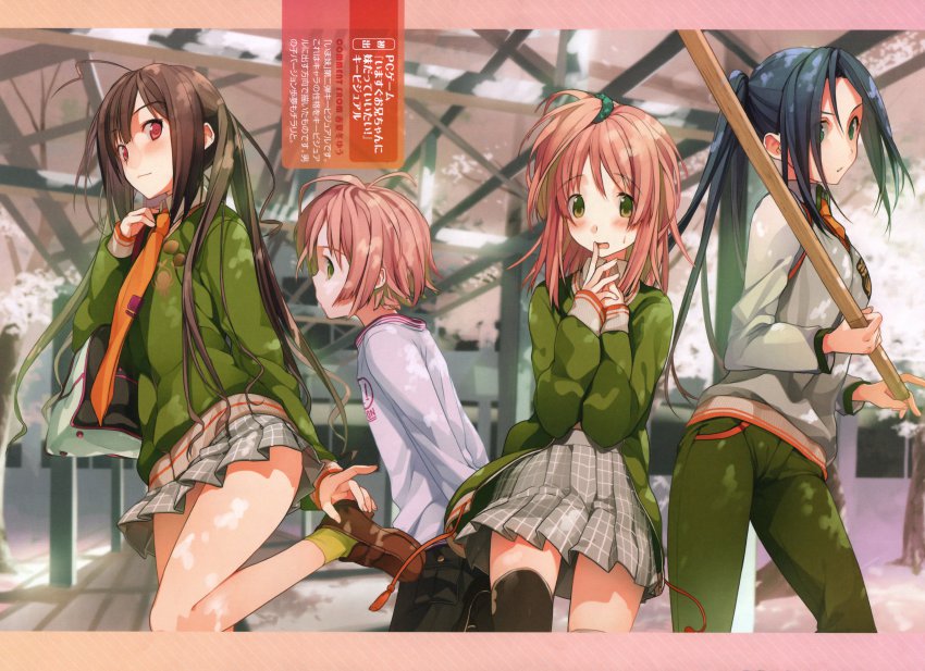 10s, 4girls, absurdres, ahoge, akinashi_yuu, black_hair, blue_eyes, blue_hair