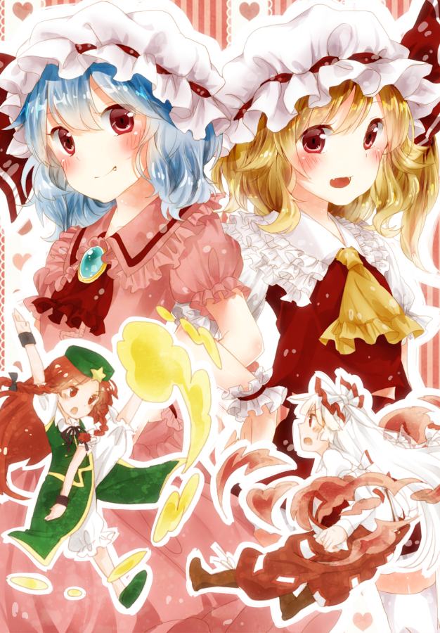 4girls, 817nono, bad_id, bad_pixiv_id, blonde_hair, blue_hair, chibi, female_focus