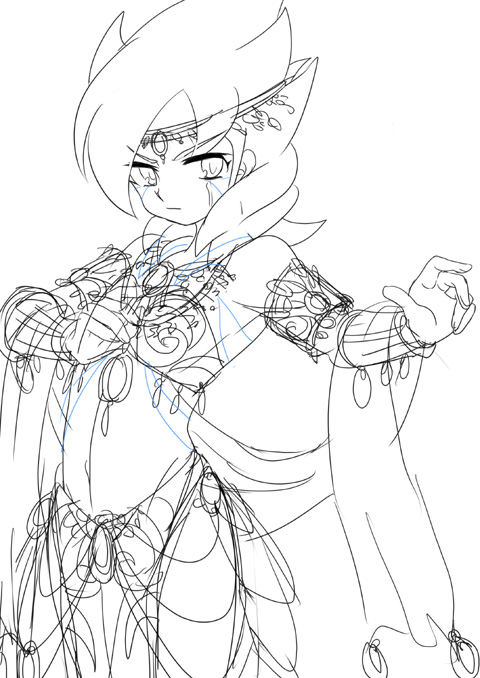 1boy, crossdressing, crossdressing_(mtf), harem_outfit, inazuma_eleven, inazuma_eleven_(series), inazuma_eleven_go, iwashi_(sardineblue), male_focus, midriff, miso_iwashi, monochrome, namikawa_rensuke, navel, sketch, solo, spot_color, unfinished, white_background