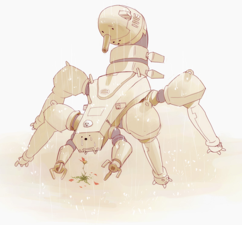 bad_id, bad_pixiv_id, ghost_in_the_shell, mayumi, mecha, no_humans, rain, robot