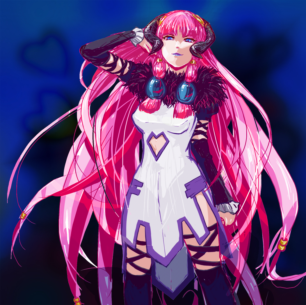 1girl, blue_eyes, boots, breasts, dress, female_focus, golden_sun, gradient_background