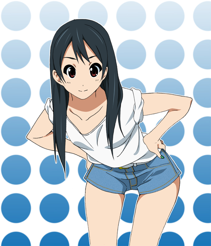 1girl, akane_(fukuoka_katsumi), black_hair, casual, denim, denim_shorts, female_focus, fukuoka_katsumi