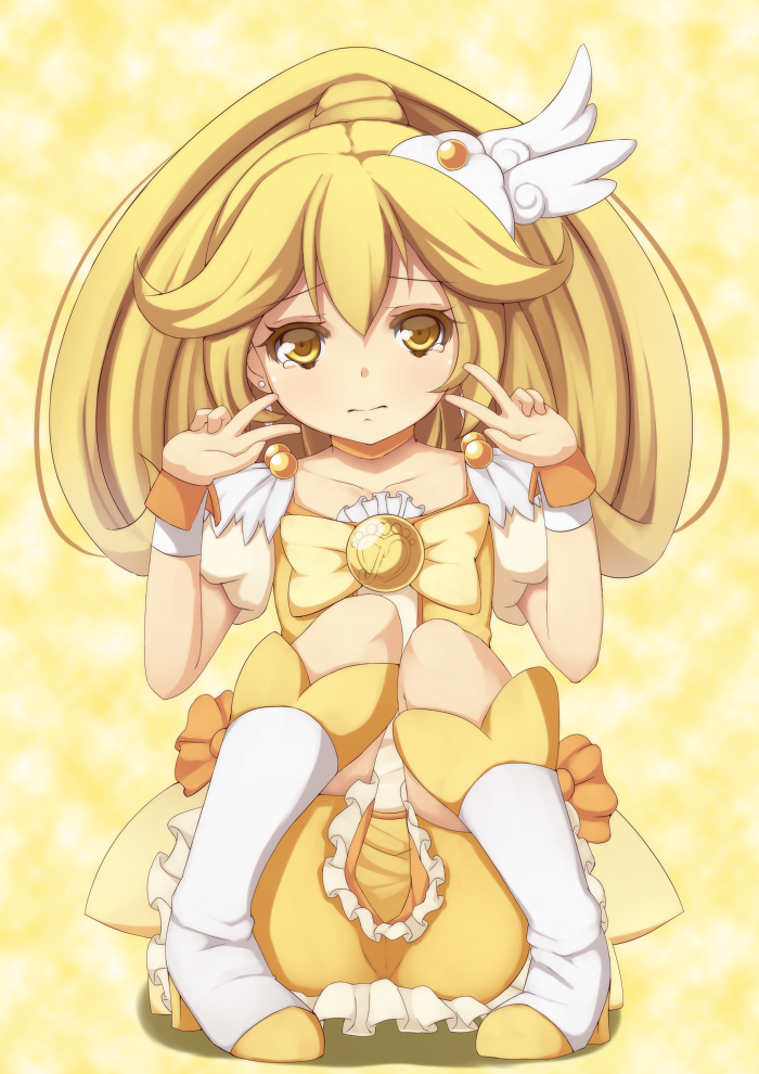 10s, 1girl, bike_shorts, bike_shorts_under_skirt, blonde_hair, boots, bow, choker