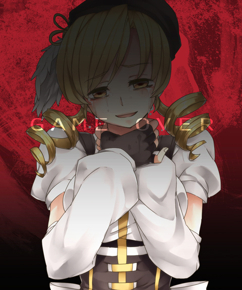 10s, 1girl, arm_warmers, bad_id, bad_pixiv_id, blonde_hair, crying, drill_hair