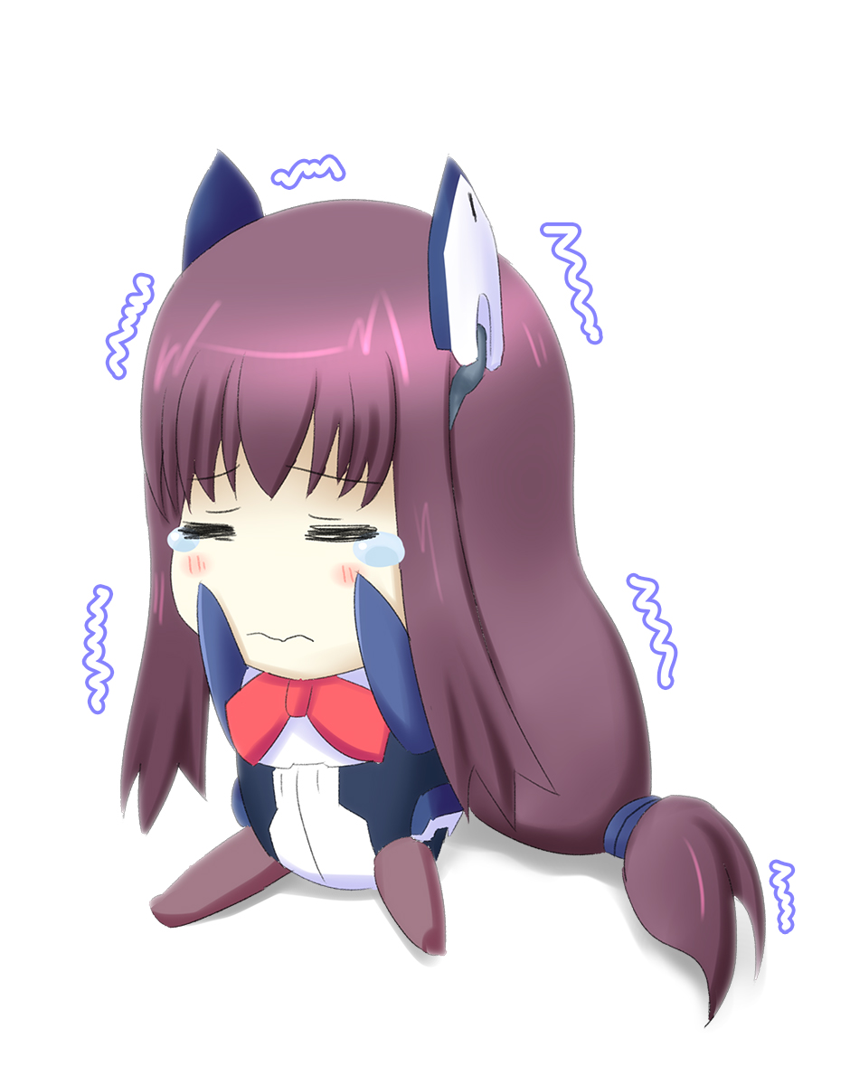 1girl, black_legwear, bodysuit, chibi, closed_eyes, f_walsingham, female_focus, hair_ornament