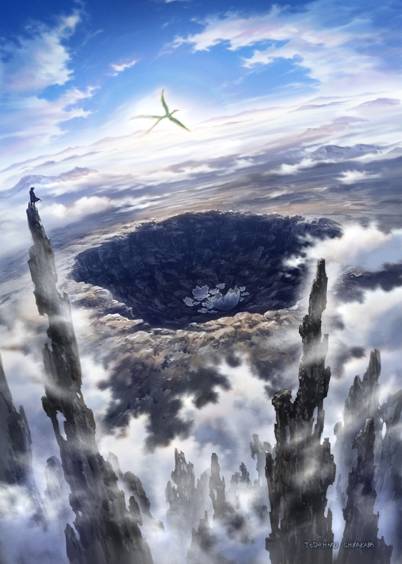 androgynous, bird, cloud, day, egg, gender_request, grand_scale, landscape