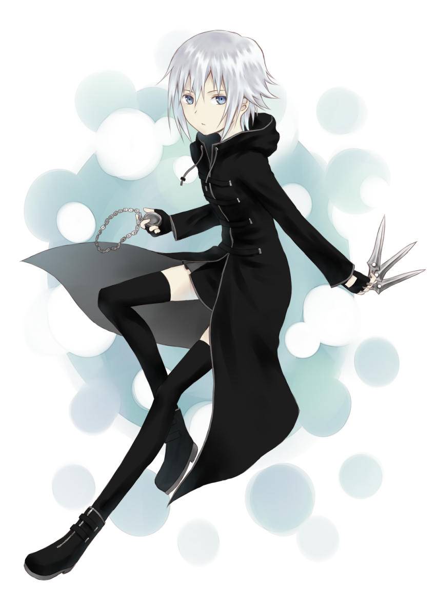 104_(luins104), 1girl, alternate_costume, bad_id, bad_pixiv_id, black_thighhighs, blue_eyes, blush