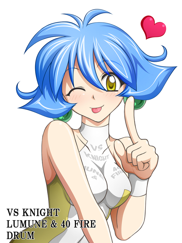 1990s_(style), 1girl, blue_hair, character_name, copyright_name, drum_(lamune), drum_(vs_knight_lamune_&amp;_40_fire), female_focus