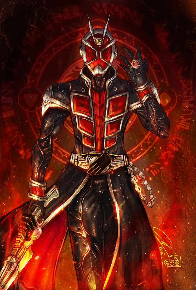 1boy, armor, belt, jewelry, kamen_rider, kamen_rider_wizard, kamen_rider_wizard_(series), magic_circle