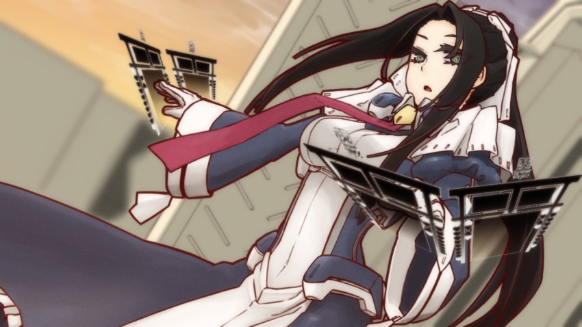 1girl, amagimikoto, bad_id, bad_pixiv_id, black_hair, bodysuit, breasts, female_focus