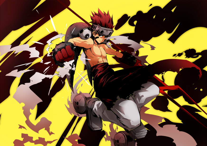 1990s_(style), 1boy, bare_shoulders, facial_mark, h2, houshin_engi, looking_at_viewer, male_focus