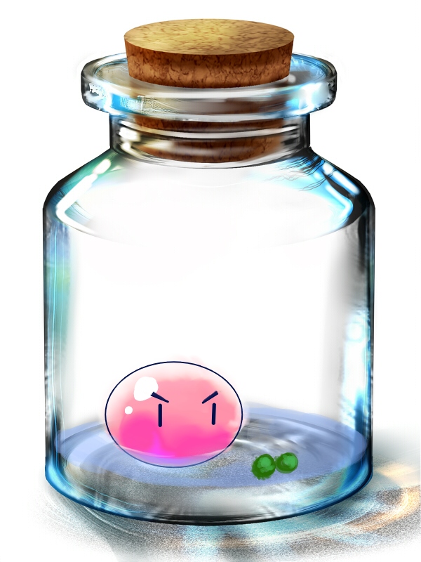 bottle, brown_algae, catmesi, kyoukaisenjou_no_horizon, nenji, no_humans, slime