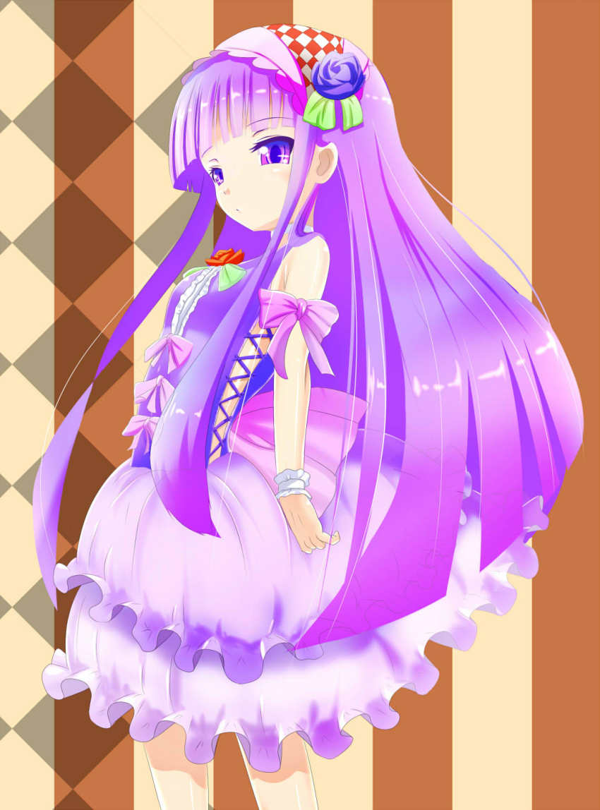 1girl, alternate_costume, blue_flower, blue_rose, blush, bra-cky, female_focus, flower