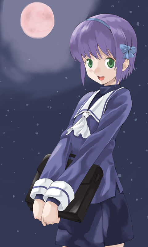 00s, green_eyes, hairband, night_wizard, purple_hair, school_uniform, serafuku, shiho_elis