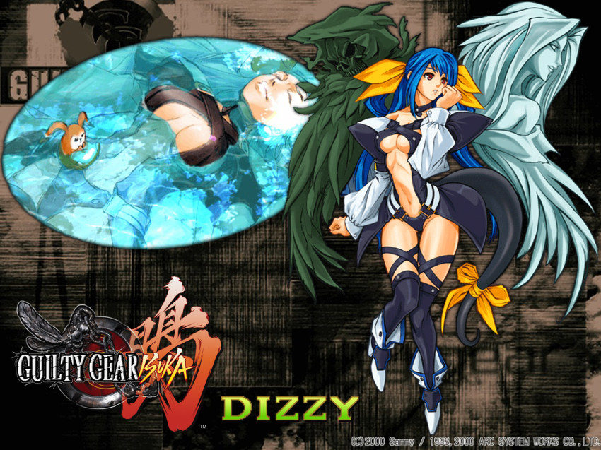arc_system_works, dizzy_(guilty_gear), guilty_gear, guilty_gear_isuka, highres, necro_(guilty_gear), official_art, official_wallpaper