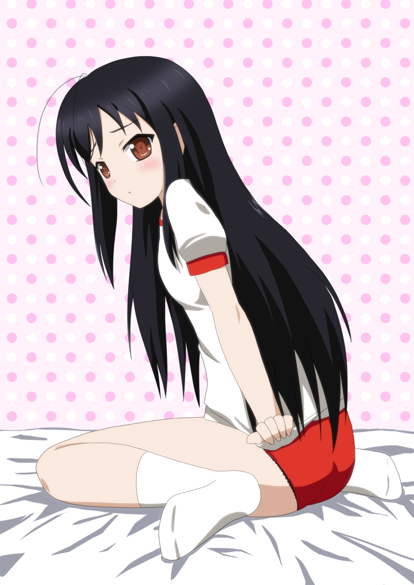 10s, 1girl, accel_world, black_hair, black_panties, buruma, female_focus, gym_uniform
