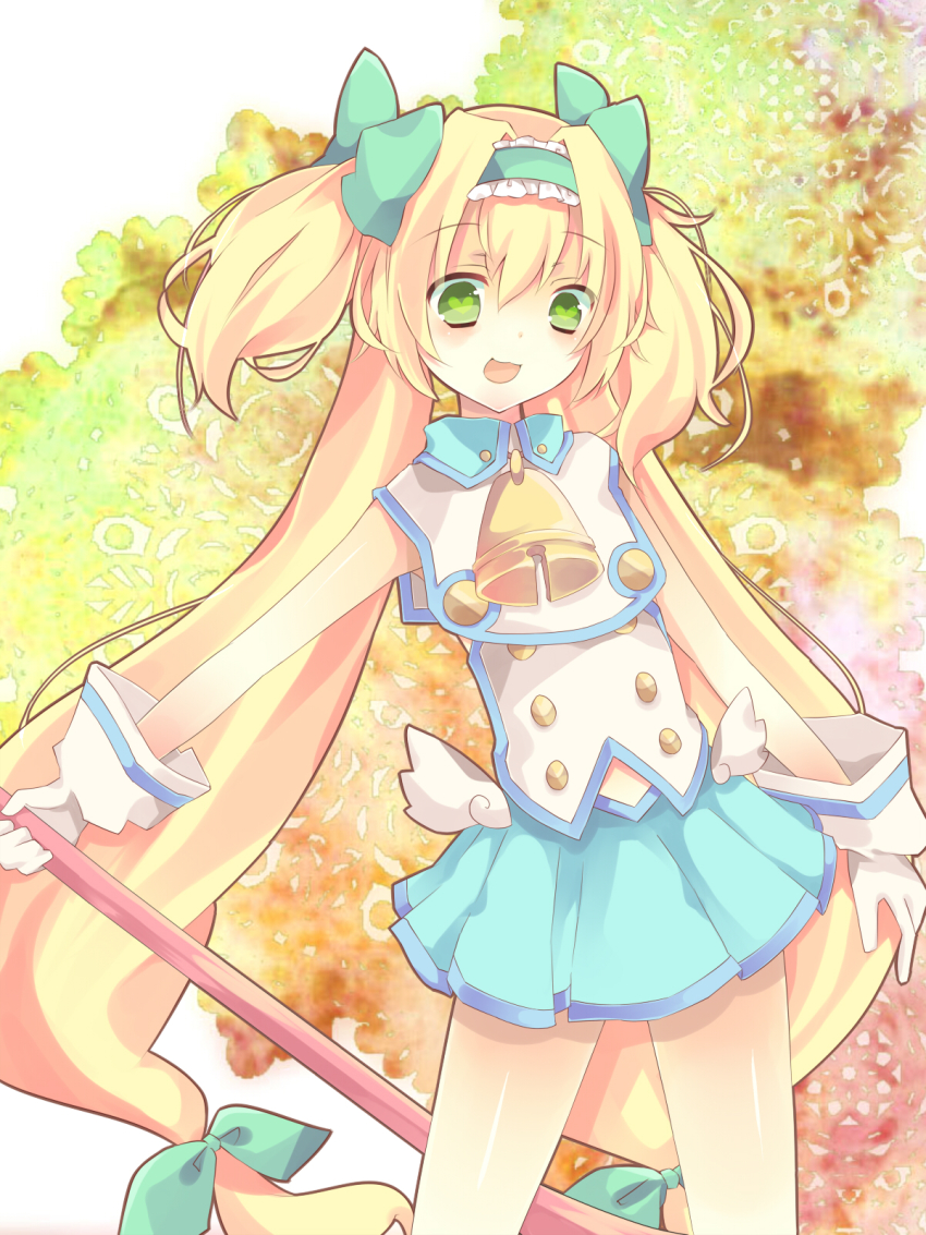 1girl, arc_system_works, bell, blazblue, blazblue:_continuum_shift, blonde_hair, blue_dress, blue_skirt