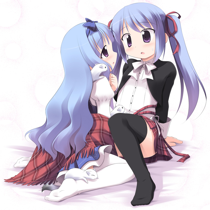10s, 2girls, amatsuka_tsurara, amatsuka_watayuki, baby_princess, blue_eyes, blue_hair, blush