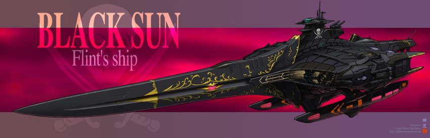 antennae, black_sun_(spacecraft), cannon, long_image, no_humans, original, pirate_costume, realistic