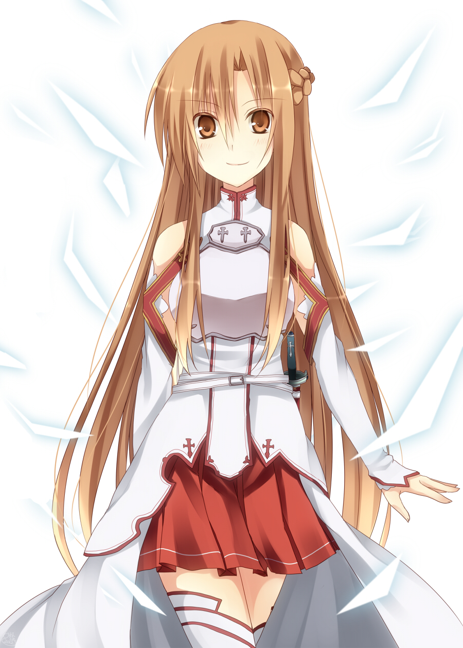 10s, 1girl, asuna_(sao), bad_id, bad_pixiv_id, brown_eyes, brown_hair, female_focus