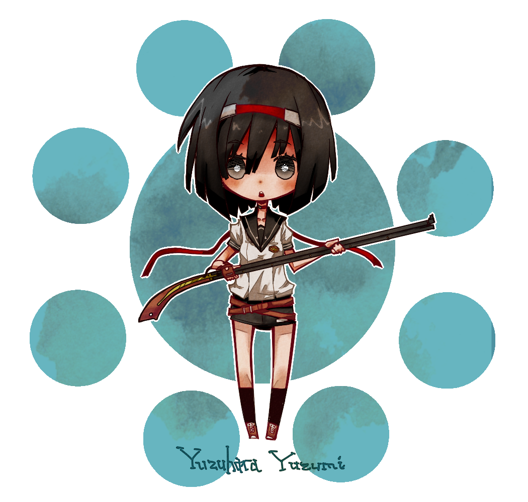 black_hair, blunt_bangs, bob_cut, chibi, choker, fingerless_gloves, gloves, grey_eyes