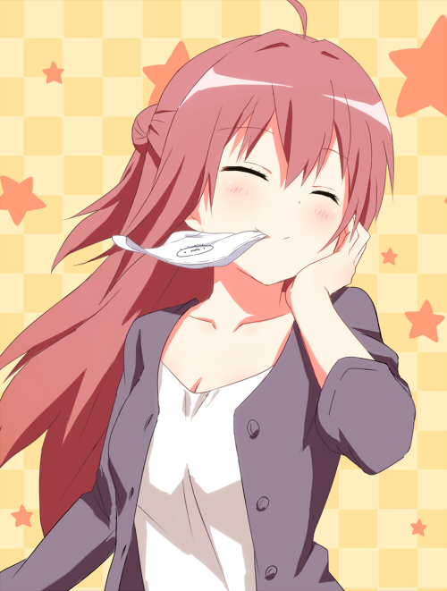 1girl, ^_^, ahoge, akaza_akane, bad_id, bad_pixiv_id, beaver_(artist), buttons