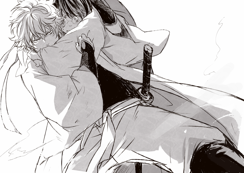2boys, bad_id, bad_pixiv_id, carrying, curly_hair, gintama, glasses, headband