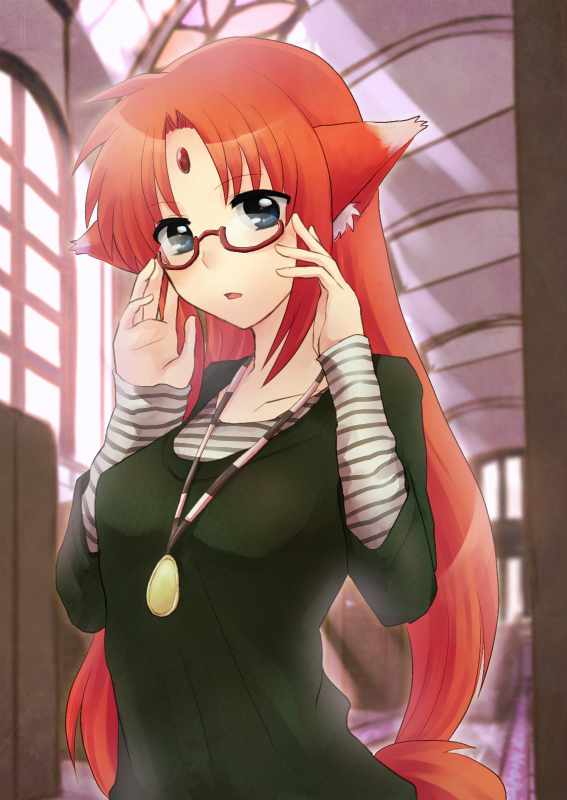 00s, 1girl, animal_ears, arf, bad_id, bad_pixiv_id, bespectacled, blue_eyes