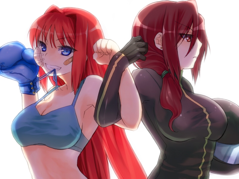 00s, 2girls, aozaki_aoko, aozaki_touko, armpits, back-to-back, bad_id, bad_pixiv_id