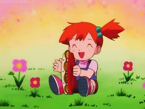 animated, animated_gif, child, ichiishi_sayuri, instrument, lowres, misty_(pokemon), nintendo, olm_(studio), overalls, pokemon, pokemon_(anime), red_hair, side_ponytail, tambourine